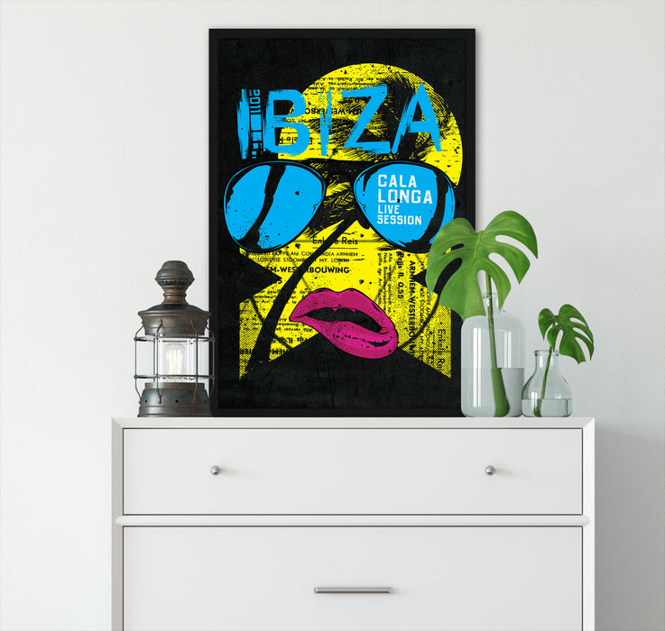 Ibiza black, Poster mit Bilderrahmen