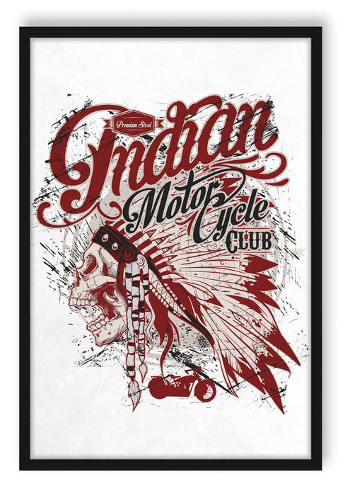 Pixxprint Indian motorcycle-Club light, Poster mit Bilderrahmen