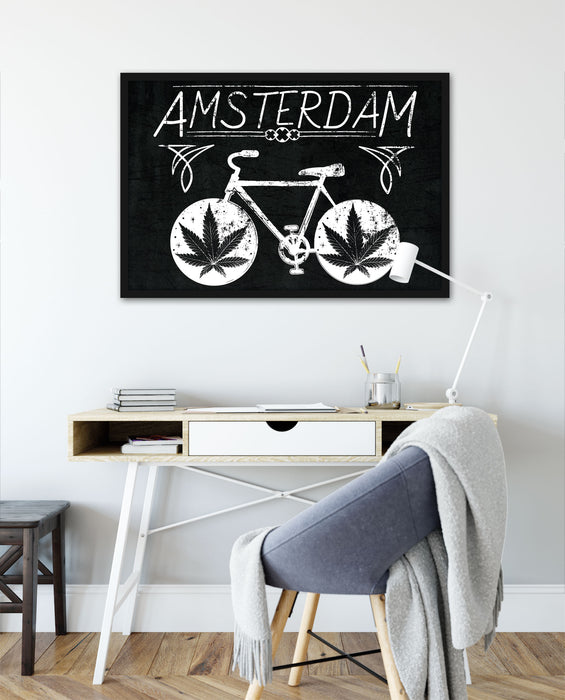 Amsterdam Black, Poster mit Bilderrahmen