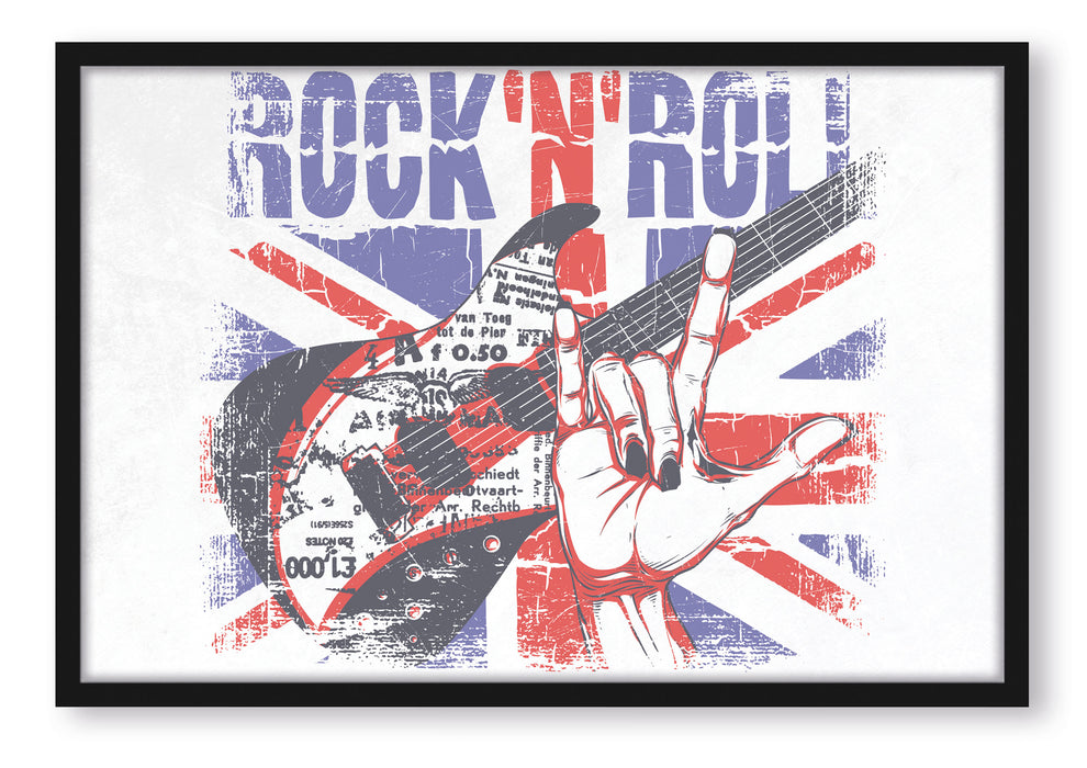 Pixxprint Rock n Roll Light, Poster mit Bilderrahmen