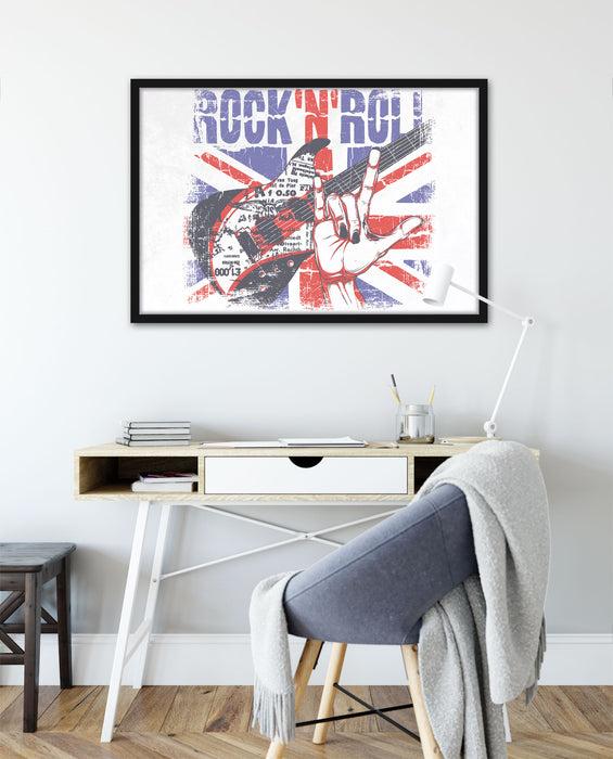 Rock n Roll Light, Poster mit Bilderrahmen