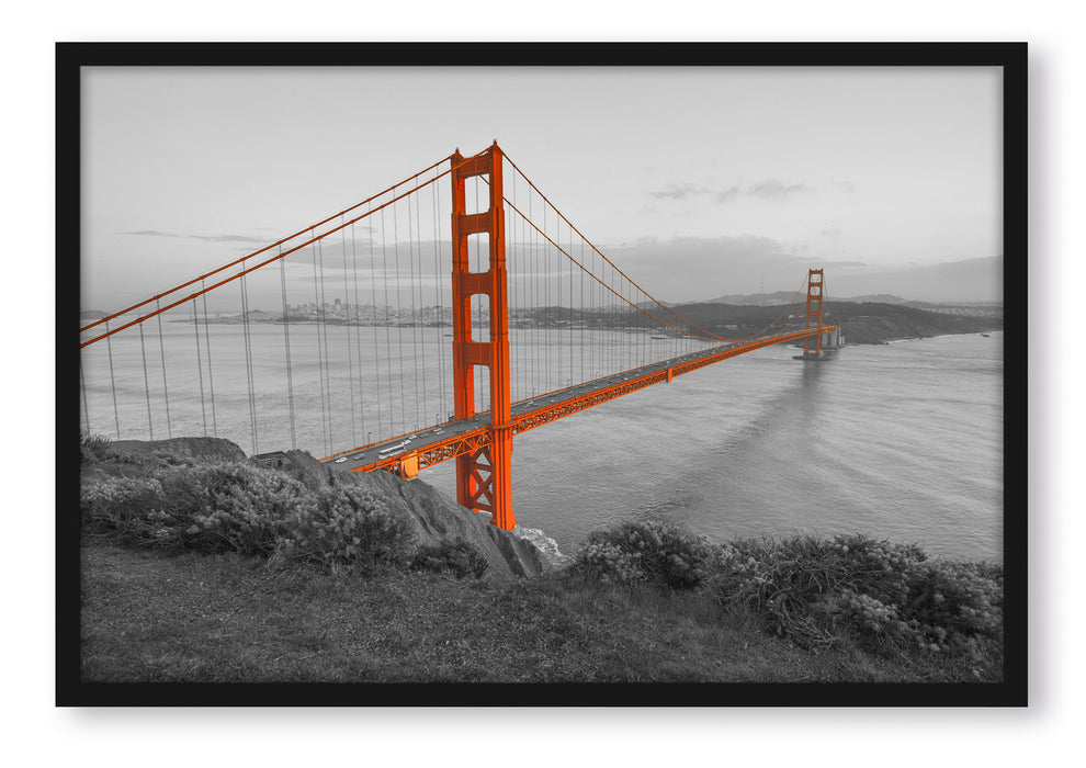 Pixxprint Golden Gate Bridge San Francisco, Poster mit Bilderrahmen