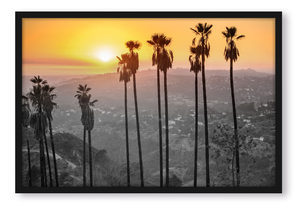 Pixxprint Aussicht auf den Hollywood Hills, Poster mit Bilderrahmen