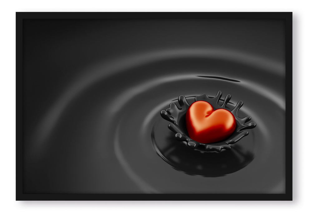 Rotes Herz in Schokolade, Poster mit Bilderrahmen
