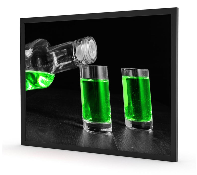 Dark Grüner Absinth, Poster mit Bilderrahmen