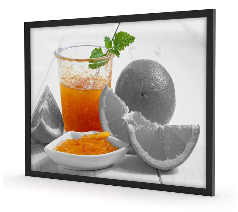 Orangen Marmelade Orangensaft, Poster mit Bilderrahmen