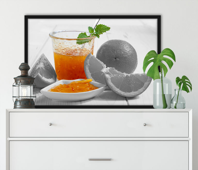 Orangen Marmelade Orangensaft, Poster mit Bilderrahmen
