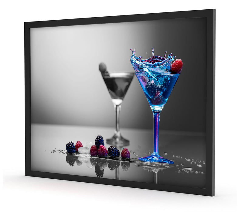 Blauer leckerer Cocktail, Poster mit Bilderrahmen
