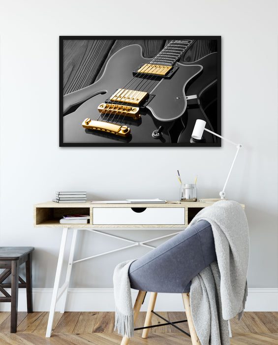 elegante E-Gitarre, Poster mit Bilderrahmen