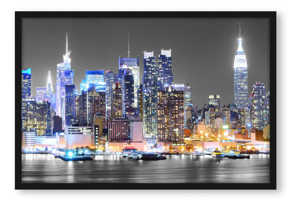 Pixxprint New York Skyline, Poster mit Bilderrahmen