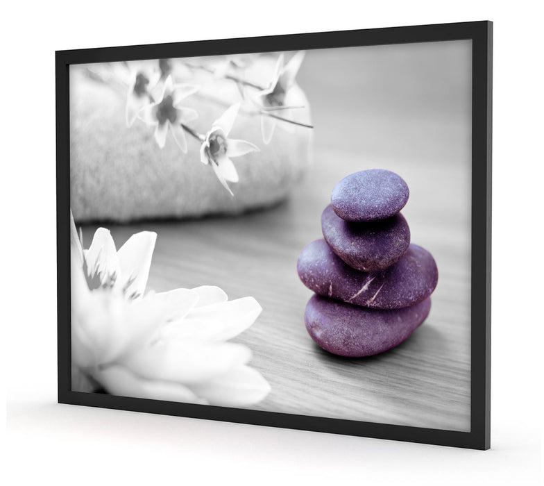 Lotusblüte auf Zen Stein, Poster mit Bilderrahmen