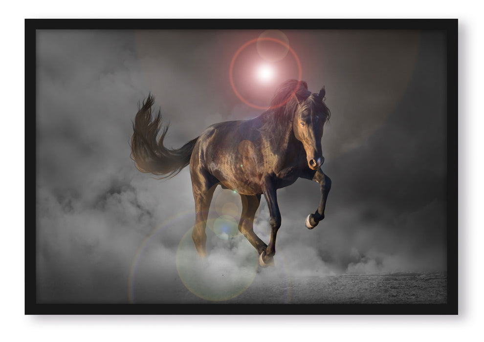 Pixxprint elegantes Pferd beim springen, Poster mit Bilderrahmen