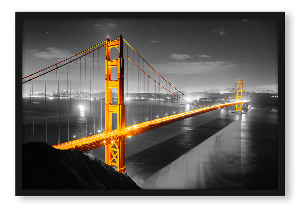 Pixxprint riesige Golden Gate Bridge, Poster mit Bilderrahmen