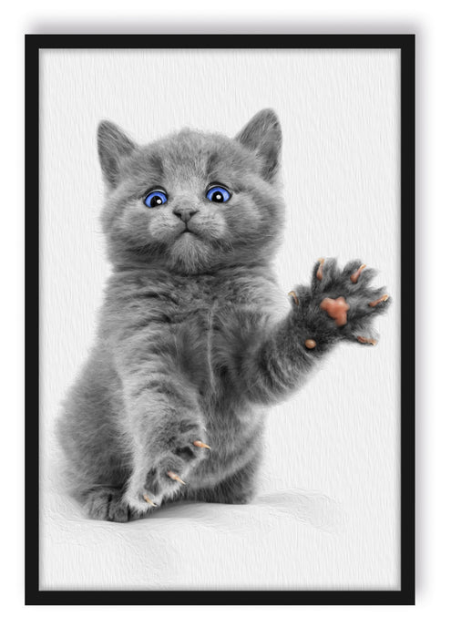 Pixxprint süße kleine russisch Blau, Poster mit Bilderrahmen