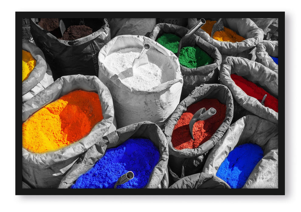 Bunte Farben für Holi Festival, Poster mit Bilderrahmen