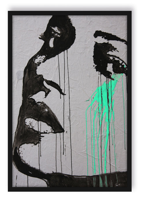 Pixxprint Abstrakt gezeichnete Frau, Poster mit Bilderrahmen