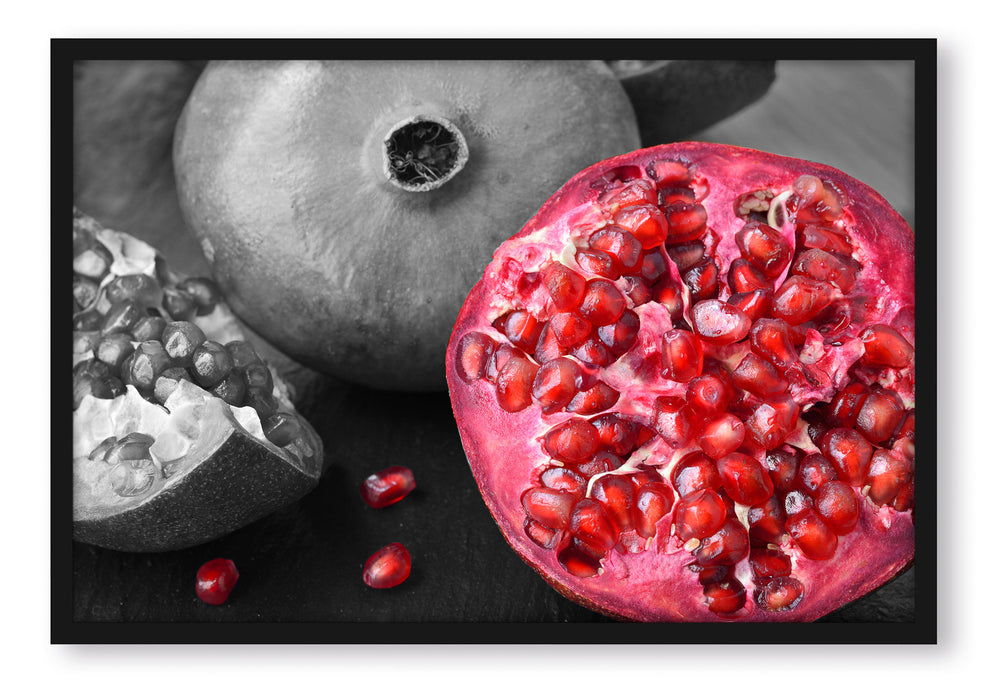 Pixxprint exotischer Granatapfel, Poster mit Bilderrahmen
