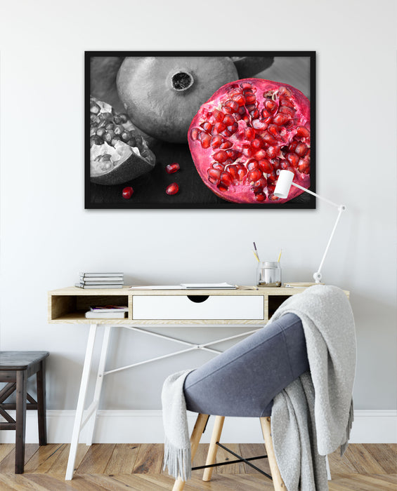 exotischer Granatapfel, Poster mit Bilderrahmen
