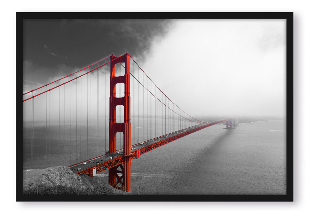 Pixxprint Golden Gate Bridge, Poster mit Bilderrahmen