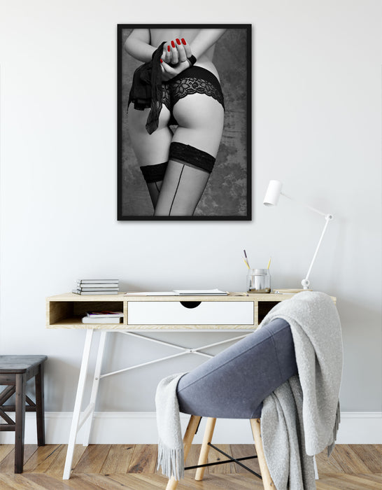 erotische Spitzen-Dessous, Poster mit Bilderrahmen