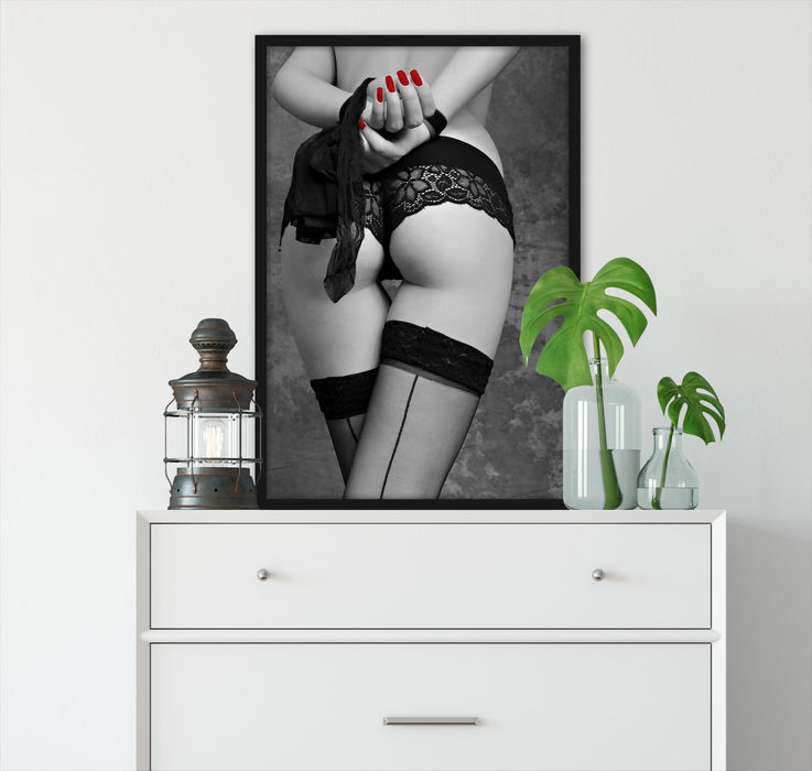 erotische Spitzen-Dessous, Poster mit Bilderrahmen