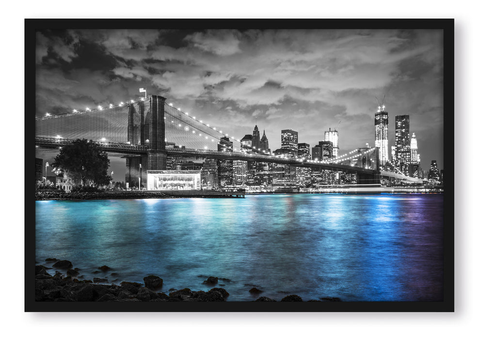 Pixxprint New York Skyline, Poster mit Bilderrahmen