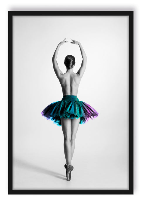 Pixxprint anmutige Ballerina im Tütü, Poster mit Bilderrahmen