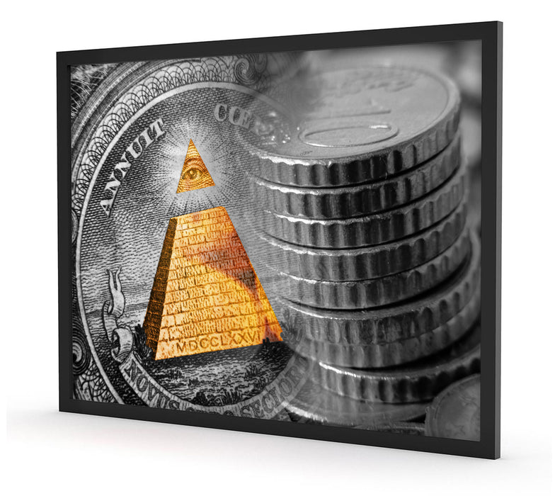 Illuminati Pyramide Dollar, Poster mit Bilderrahmen