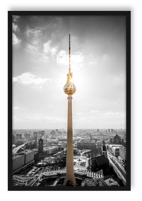 Pixxprint Berliner Fernsehturm, Poster mit Bilderrahmen