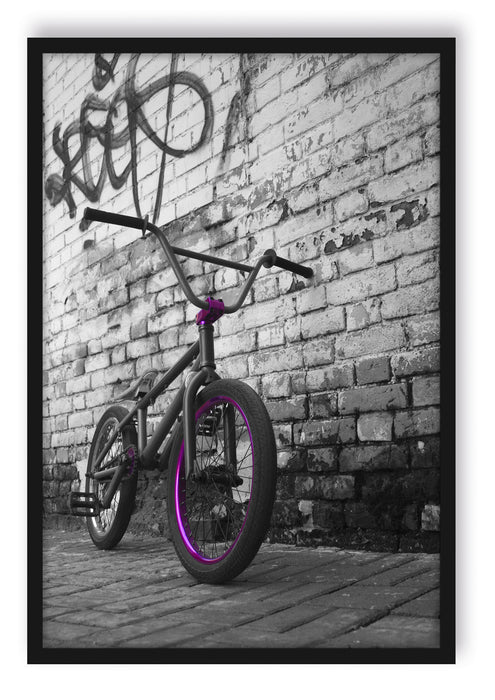 Pixxprint BMX Fahrrad Graffiti, Poster mit Bilderrahmen