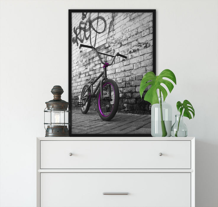 BMX Fahrrad Graffiti, Poster mit Bilderrahmen