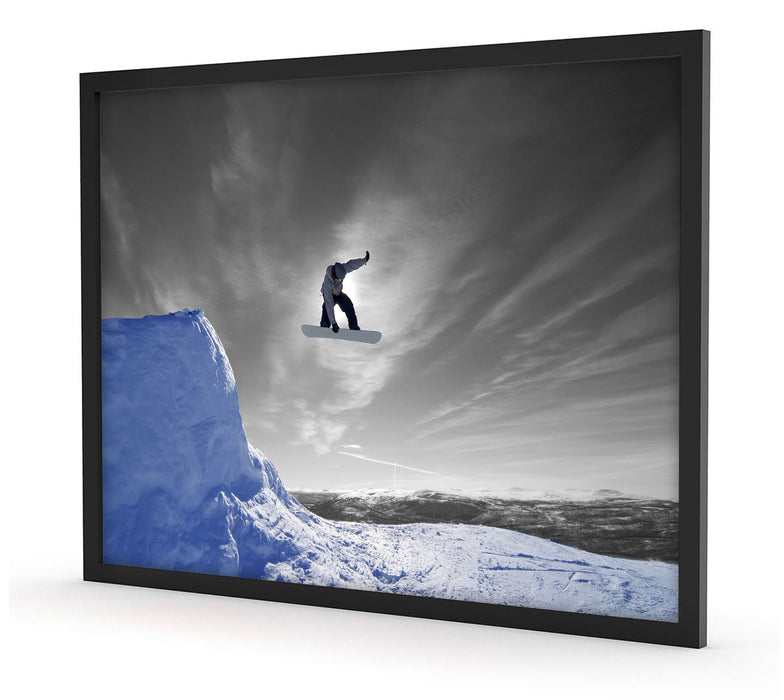 Snowboard Sprung Extremsport, Poster mit Bilderrahmen