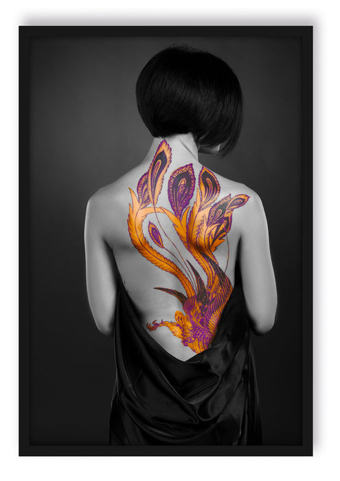 Pixxprint prächtiges Drachen Tattoo, Poster mit Bilderrahmen