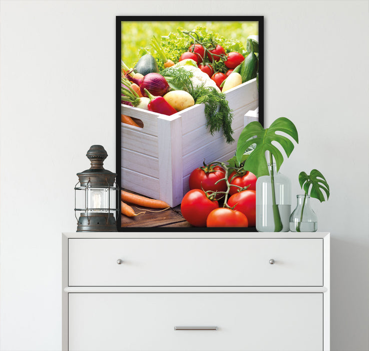 Obst Gemüse Gurke Tomaten, Poster mit Bilderrahmen