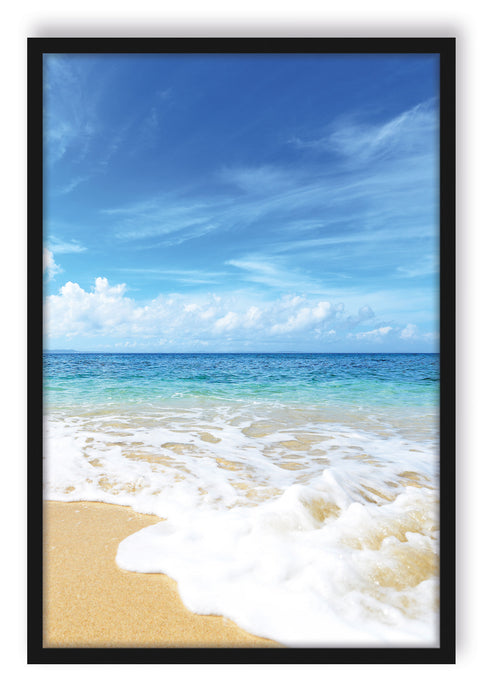 Sand Strand Wellen Sonne, Poster mit Bilderrahmen