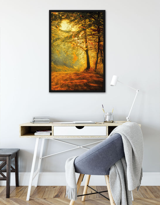 Wald im Herbst, Poster mit Bilderrahmen