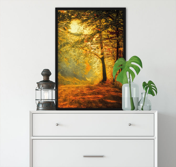 Wald im Herbst, Poster mit Bilderrahmen