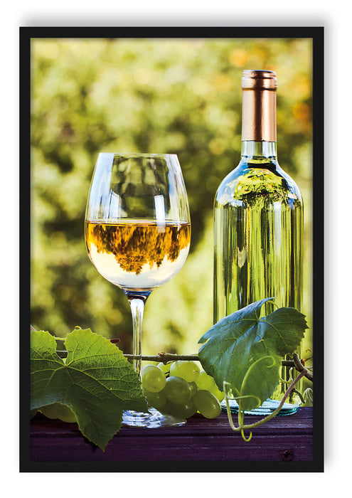 Wein und Weintrauben, Poster mit Bilderrahmen