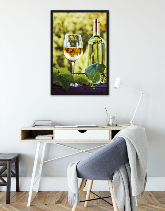 Wein und Weintrauben, Poster mit Bilderrahmen