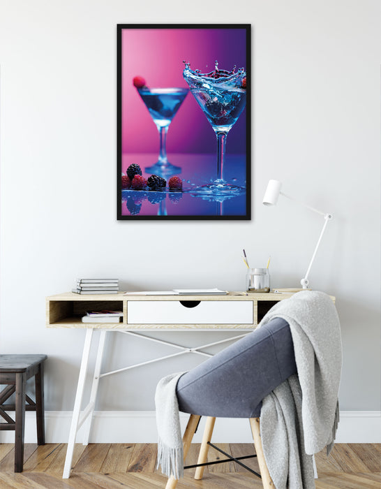 Coole Cocktails, Poster mit Bilderrahmen