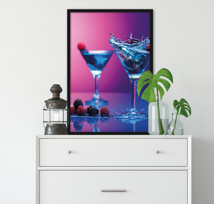 Coole Cocktails, Poster mit Bilderrahmen