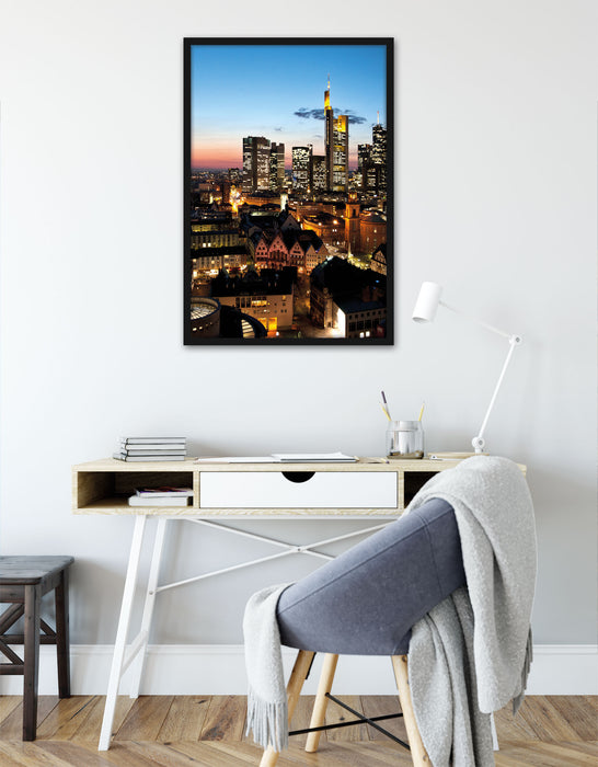 Frankfurt Skyline, Poster mit Bilderrahmen