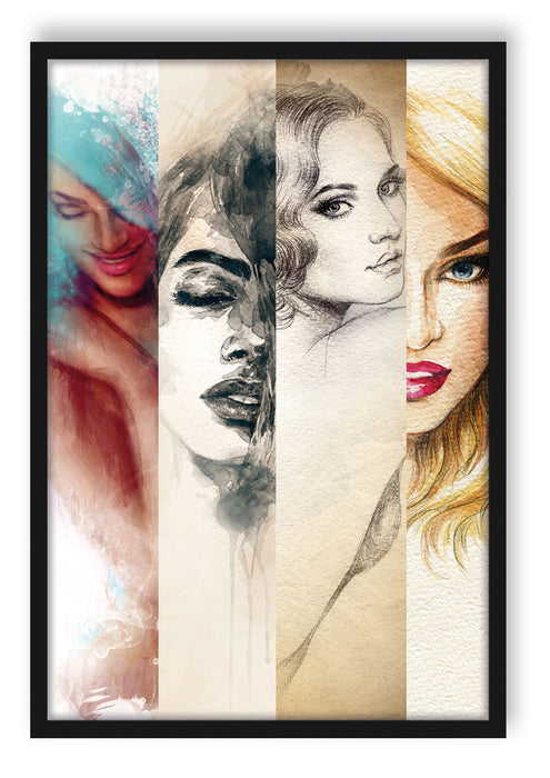 Pixxprint Haar Frisuren, Poster mit Bilderrahmen