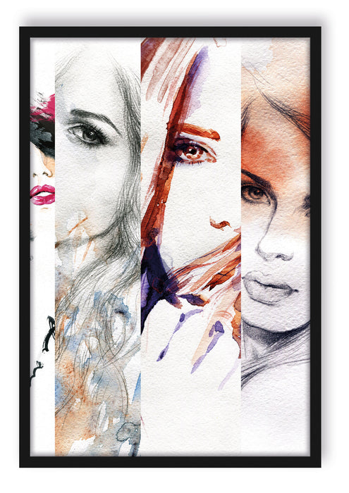 Pixxprint Haar Frisuren, Poster mit Bilderrahmen