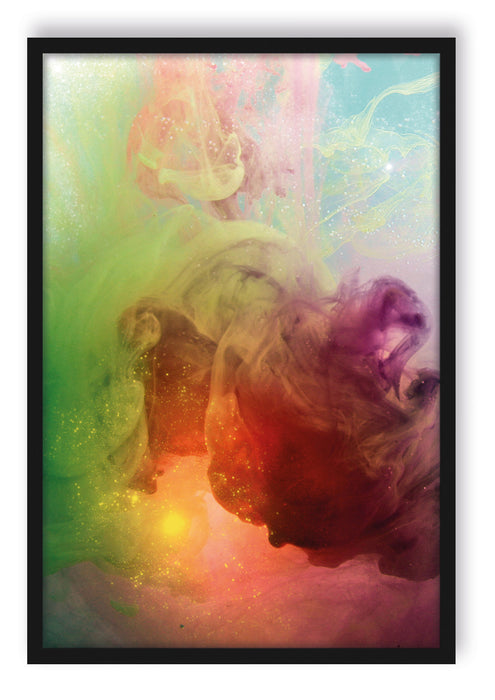 Pixxprint Bunte Wasserwelle, Poster mit Bilderrahmen
