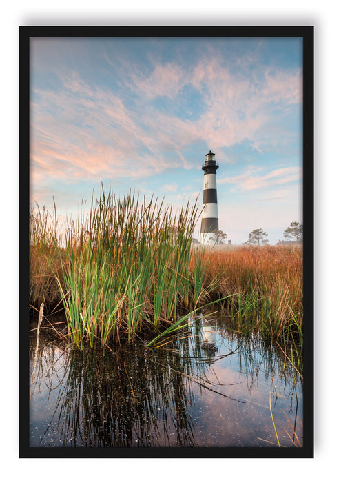 Pixxprint Leuchtturm, Poster mit Bilderrahmen