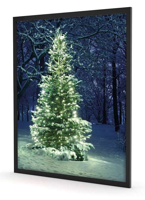 Leuchtender Weihnachtsbaum, Poster mit Bilderrahmen