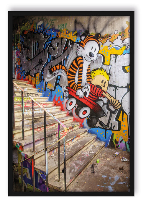 Coloured Streetart Graffiti, Poster mit Bilderrahmen