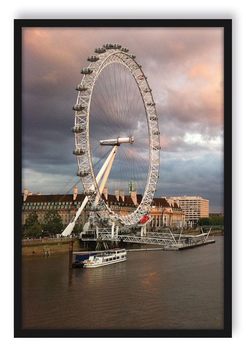 Riesenrad London Eye, Poster mit Bilderrahmen