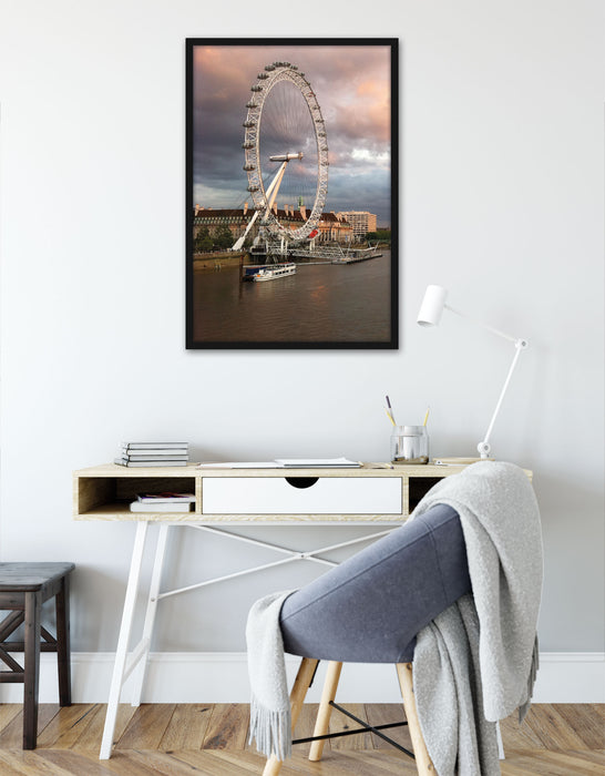 Riesenrad London Eye, Poster mit Bilderrahmen